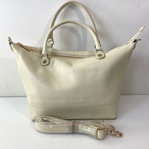 Zenith Handbags Ivory Leather Satchel Crossbody Bag Purse